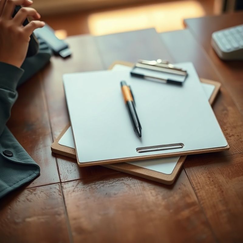 Cuaderno y teléfono sobre una mesa de obra con material de Betazforge